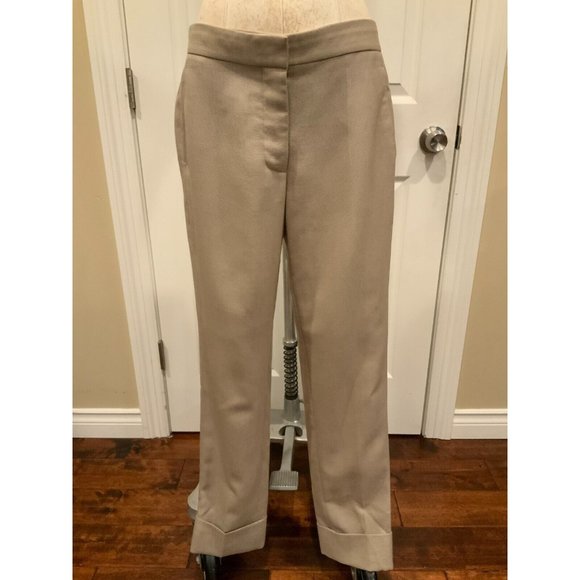 Stella McCartney Tan Textured Wool Tapered Leg Pants, Size 8 (US) 44 (IT) - Picture 1 of 9